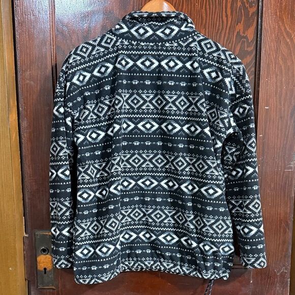 Eddie Bauer Black and White Zip Up Fleece Pullover - Picture 6 of 8